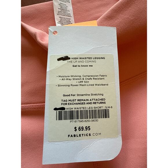 Fabletics Lisette High Waisted Power Hold Leggings Short S/4-6 Coral Coral - Picture 8 of 8